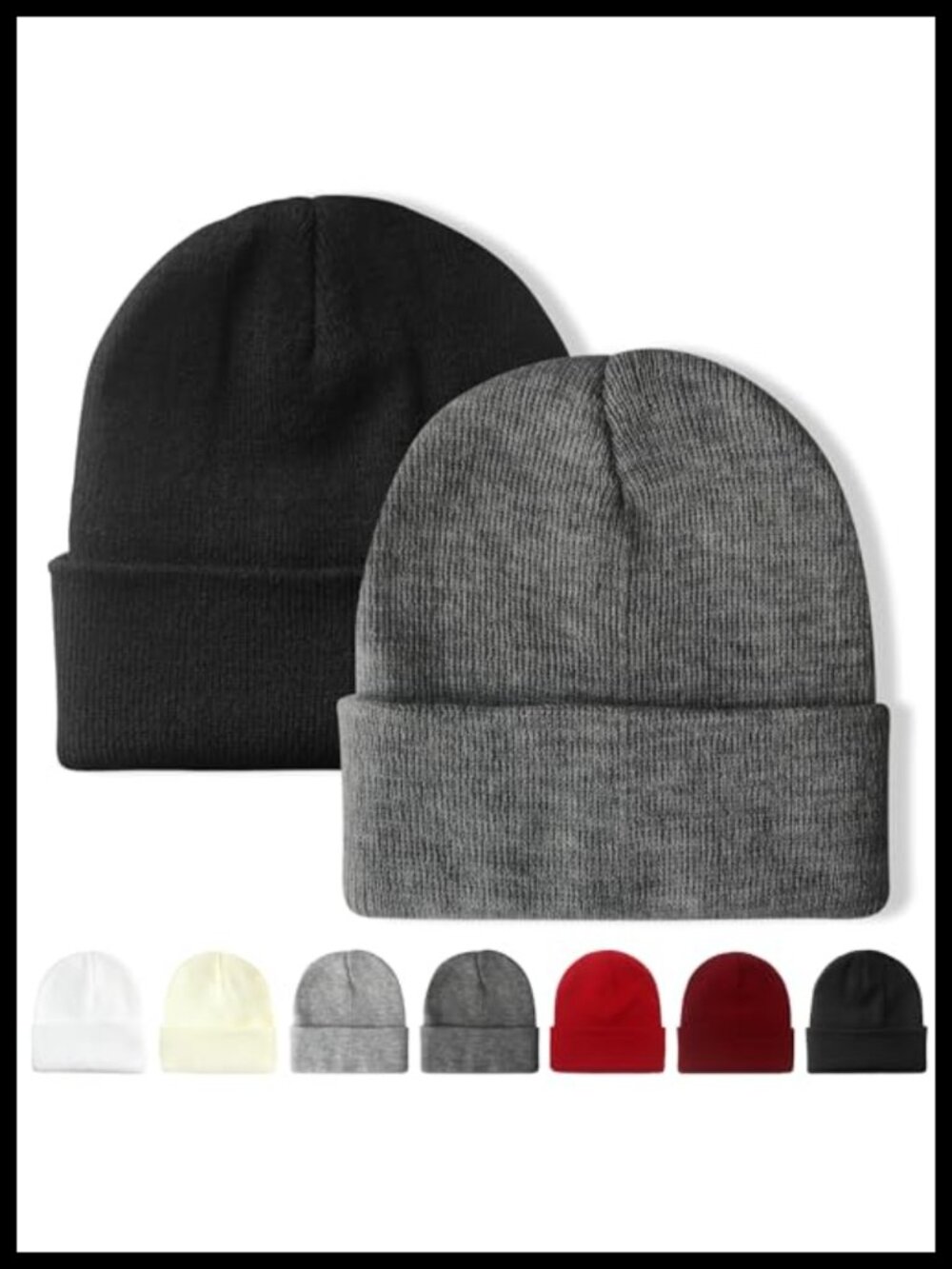 2 Pack Beanie Men Women Winter Hat Acrylic Skull Cap One Size